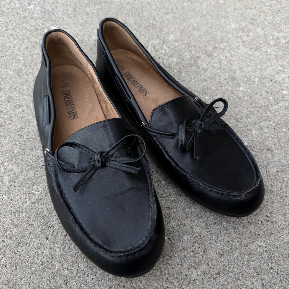 Dream Pairs Womens Black Bow Loafers Moccasins Flat Shoes Size 9